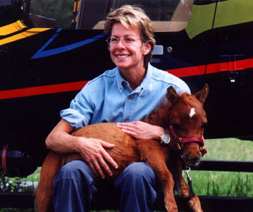 Patricia Cornwell with Trip, one of the horses she donated to the guide Horse Foundation